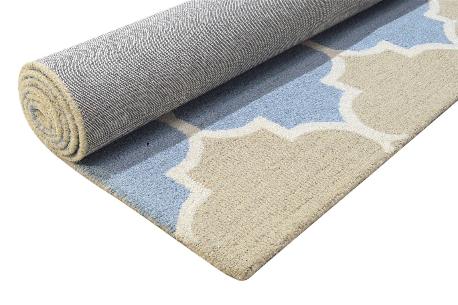 Wool Beige Rug 5' X 8' Modern Hand Tufted Moroccan Trellis Room Size Carpet 