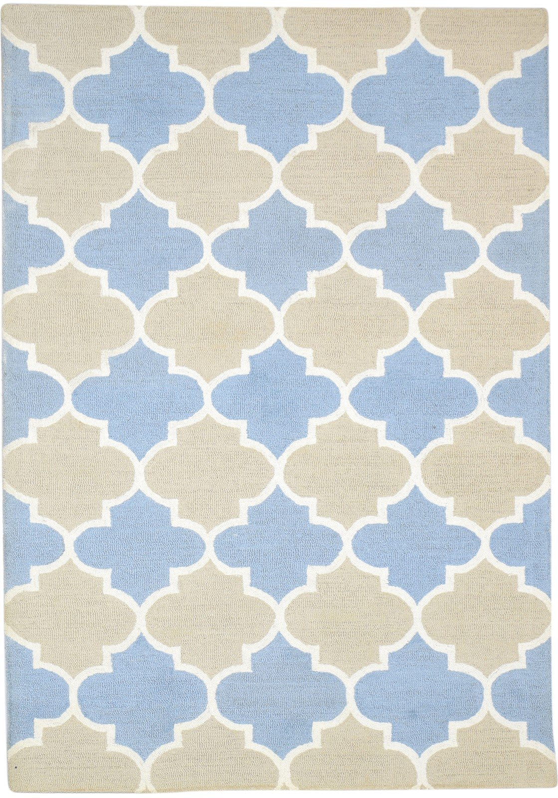 Wool Beige Rug 5' X 8' Modern Hand Tufted Moroccan Trellis Room Size Carpet 