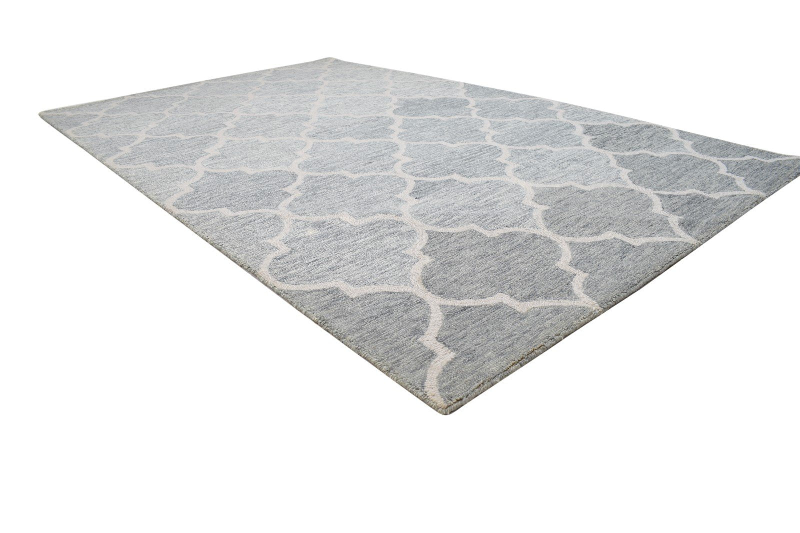 5' X 8' Rug Wool Grey Modern Hand Tufted Moroccan Trellis Room Size Carpet 