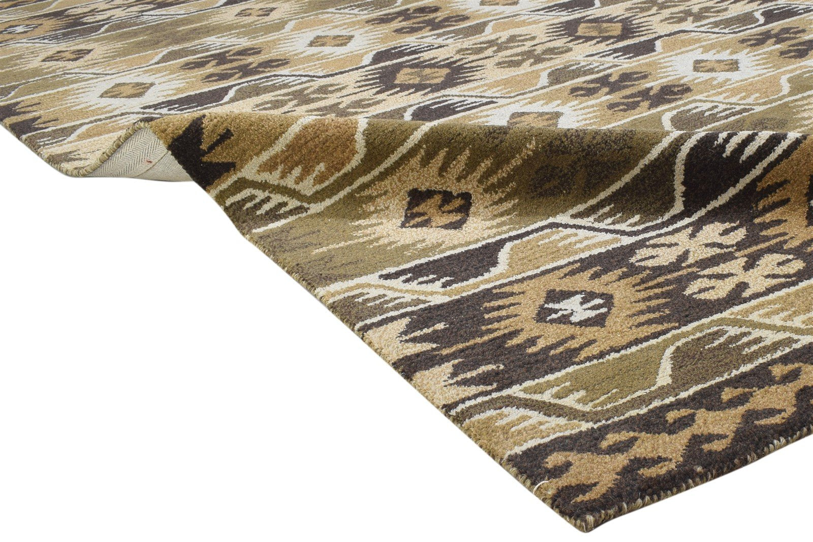 5X8 Rug Wool Brown Modern Hand Tufted Scandinavian Geometric Room Size Carpet 