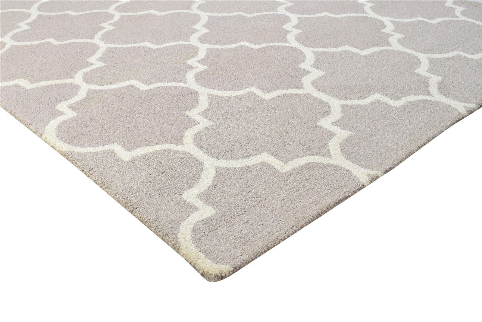 Hand Tufted Grey Wool Rug 5' X 8' Modern Moroccan Trellis Room Size Carpet 