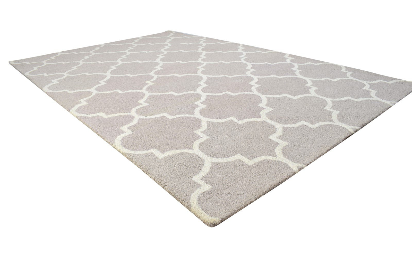 Hand Tufted Grey Wool Rug 5' X 8' Modern Moroccan Trellis Room Size Carpet 