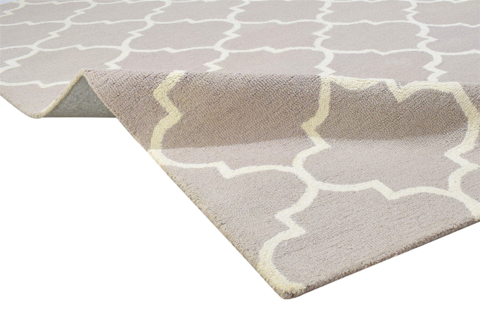 Hand Tufted Grey Wool Rug 5' X 8' Modern Moroccan Trellis Room Size Carpet 