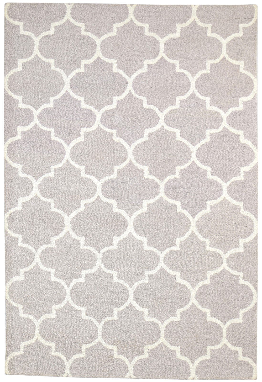 Hand Tufted Grey Wool Rug 5' X 8' Modern Moroccan Trellis Room Size Carpet 