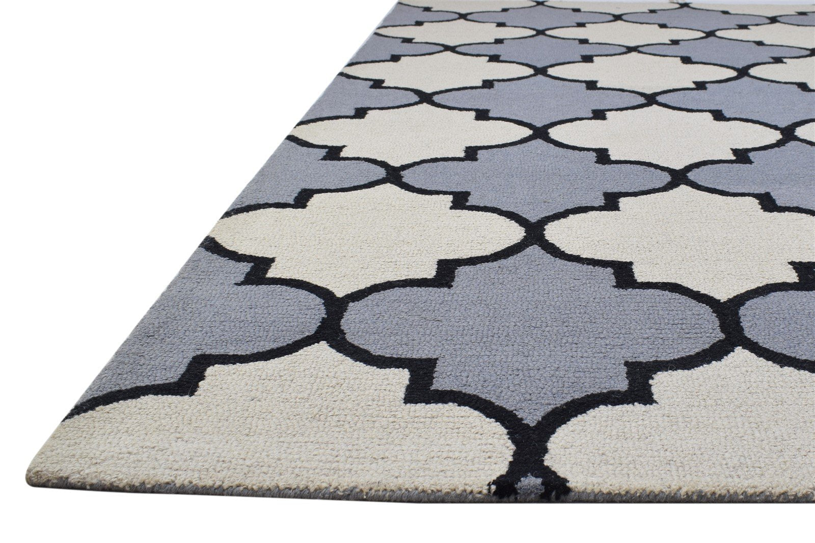 Blue Wool Rug 5' X 8' Modern Hand Tufted Moroccan Trellis Room Size Carpet 