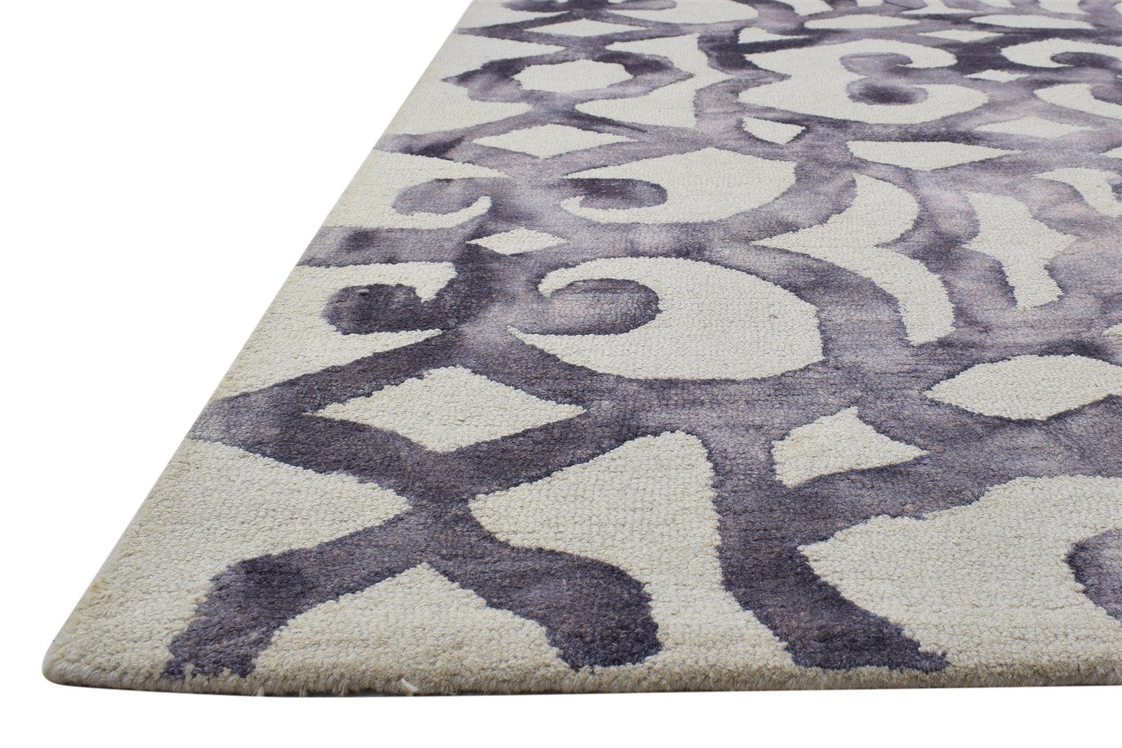 Purple Wool Rug 5' X 8' Modern Hand Tufted Indian Abstract Room Size Carpet 