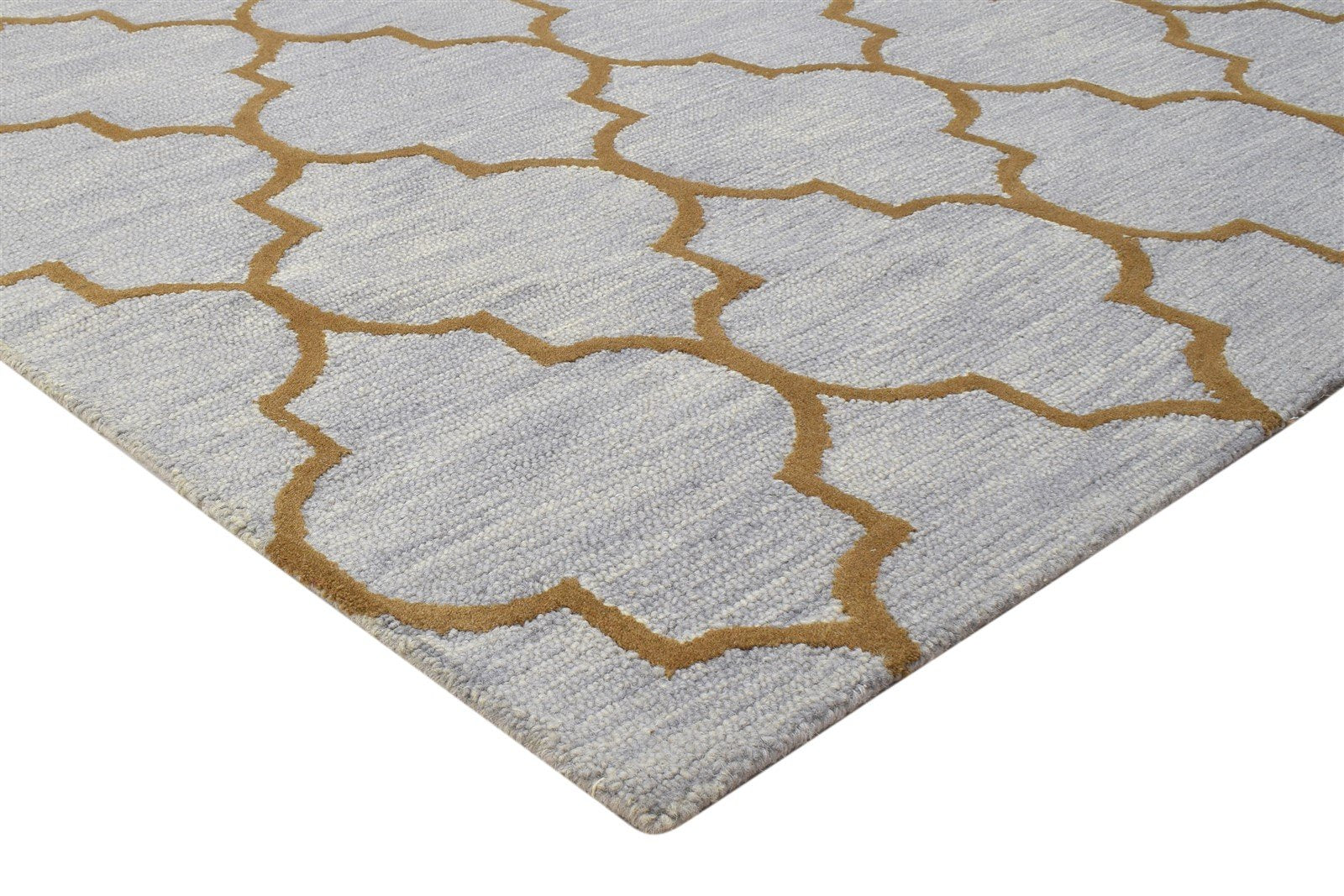 Wool Grey Rug 5' X 8' Modern Hand Tufted Moroccan Trellis Room Size Carpet 