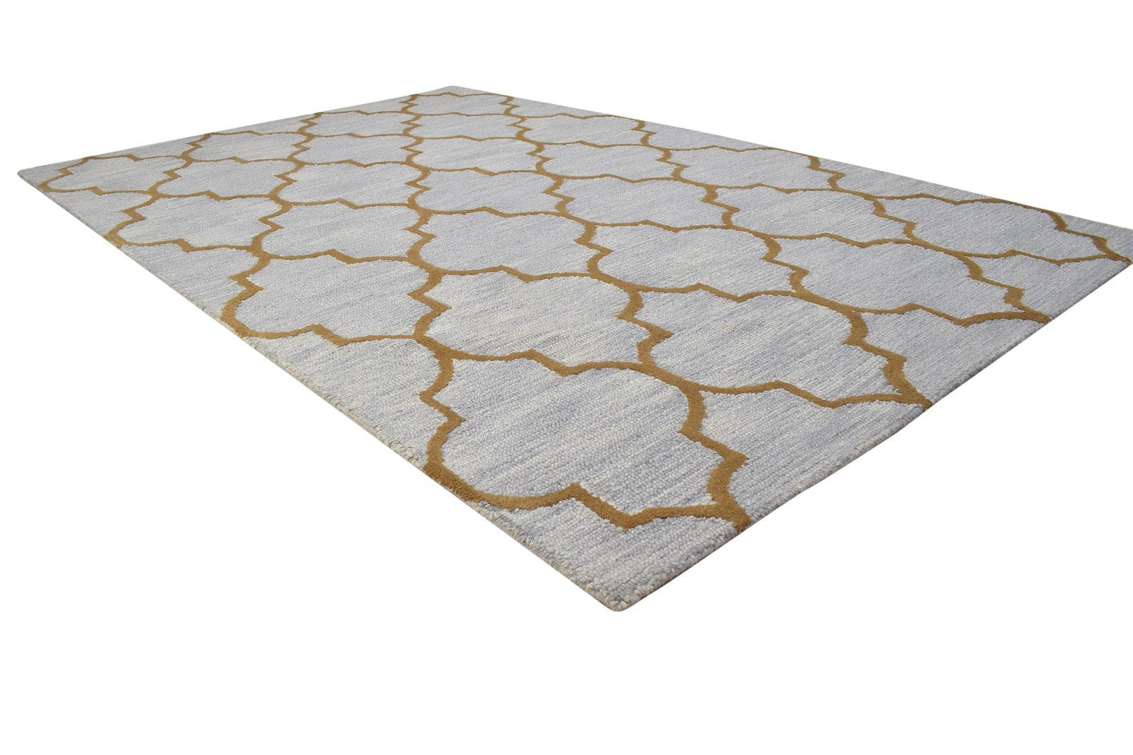 Wool Grey Rug 5' X 8' Modern Hand Tufted Moroccan Trellis Room Size Carpet 