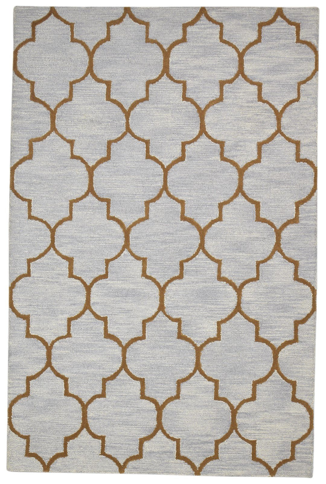 Wool Grey Rug 5' X 8' Modern Hand Tufted Moroccan Trellis Room Size Carpet 