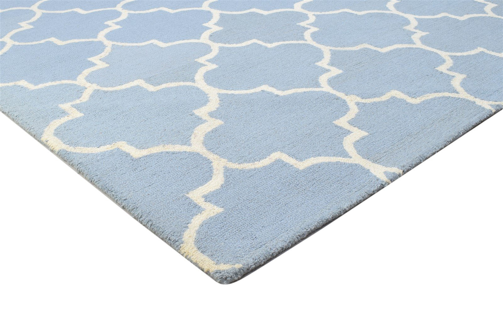 5' X 8' Rug Wool Blue Modern Hand Tufted Moroccan Trellis Room Size Carpet 