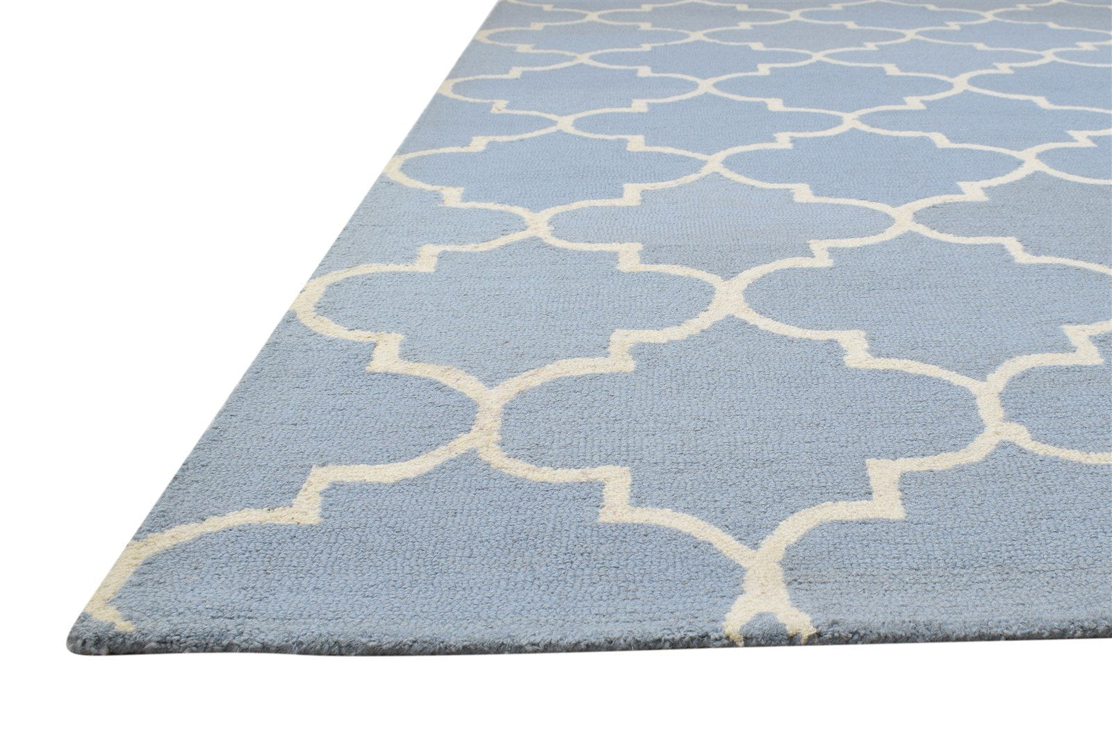 5' X 8' Rug Wool Blue Modern Hand Tufted Moroccan Trellis Room Size Carpet 