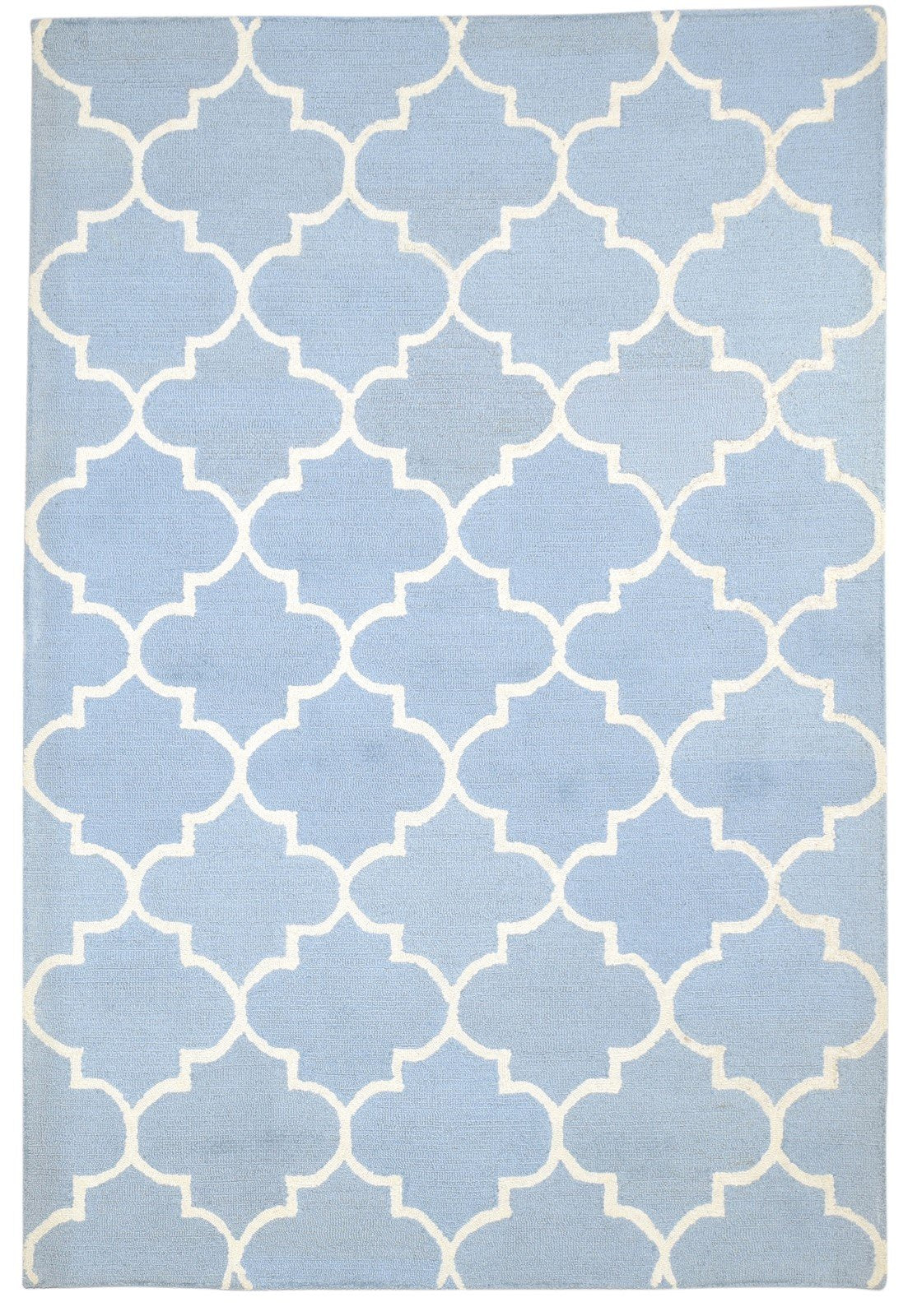 5' X 8' Rug Wool Blue Modern Hand Tufted Moroccan Trellis Room Size Carpet 