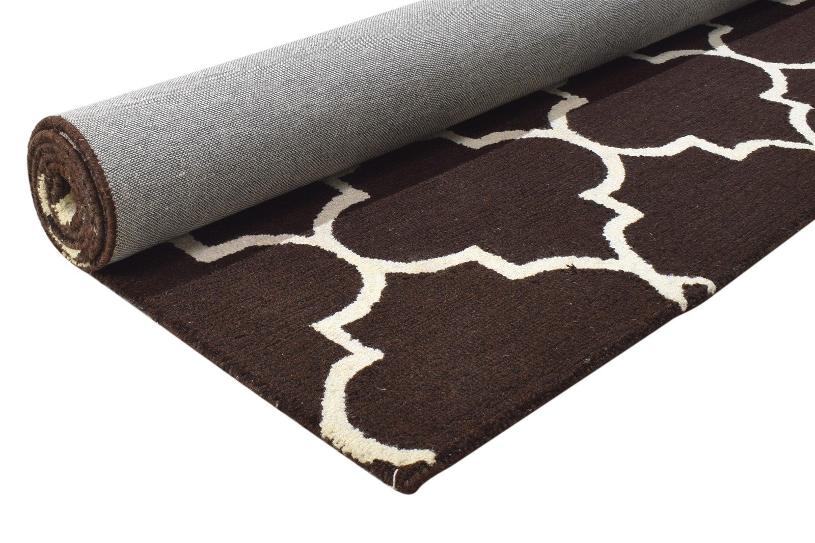 Wool Brown Rug 5' X 8' Modern Hand Tufted Moroccan Trellis Room Size Carpet 