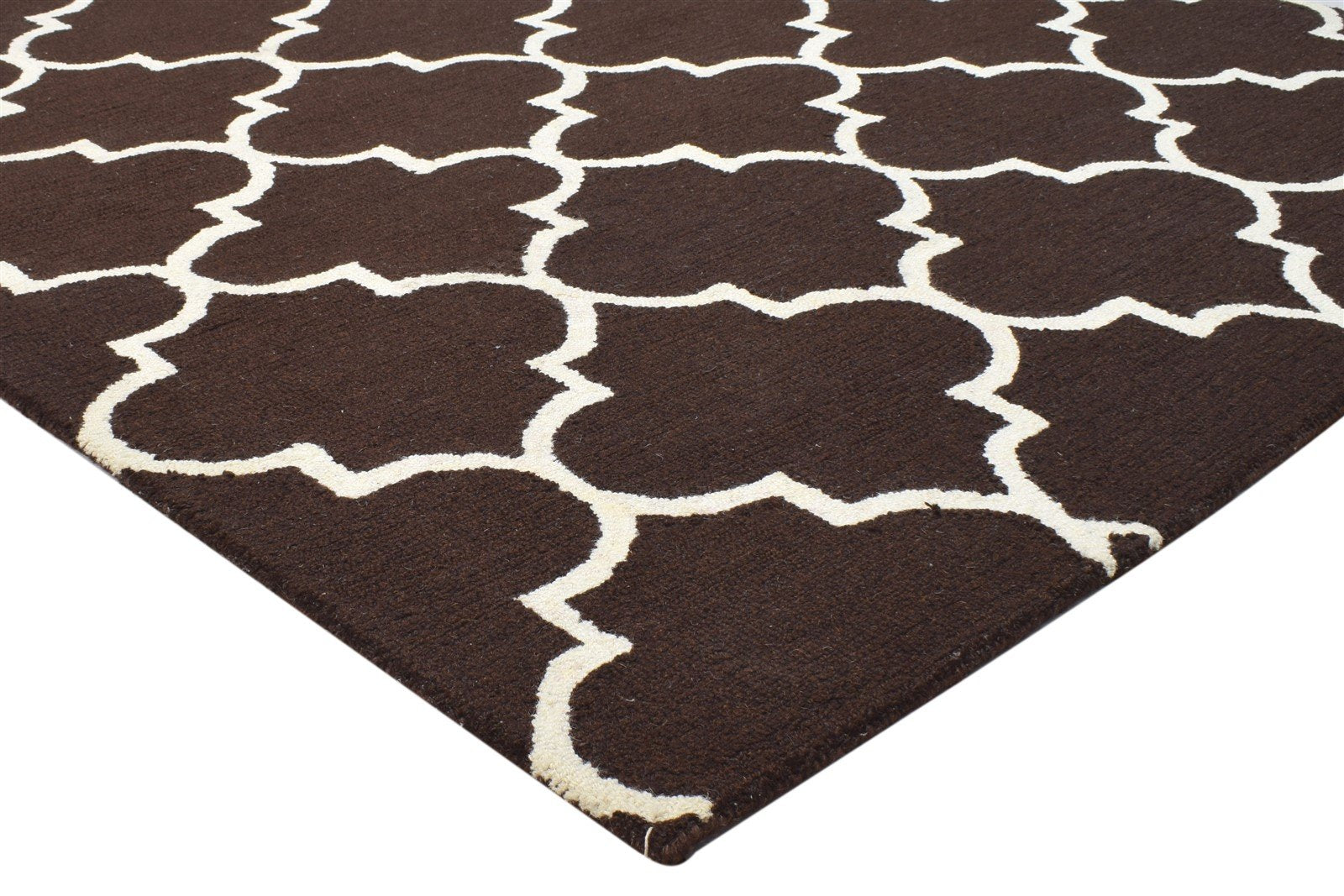 Wool Brown Rug 5' X 8' Modern Hand Tufted Moroccan Trellis Room Size Carpet 