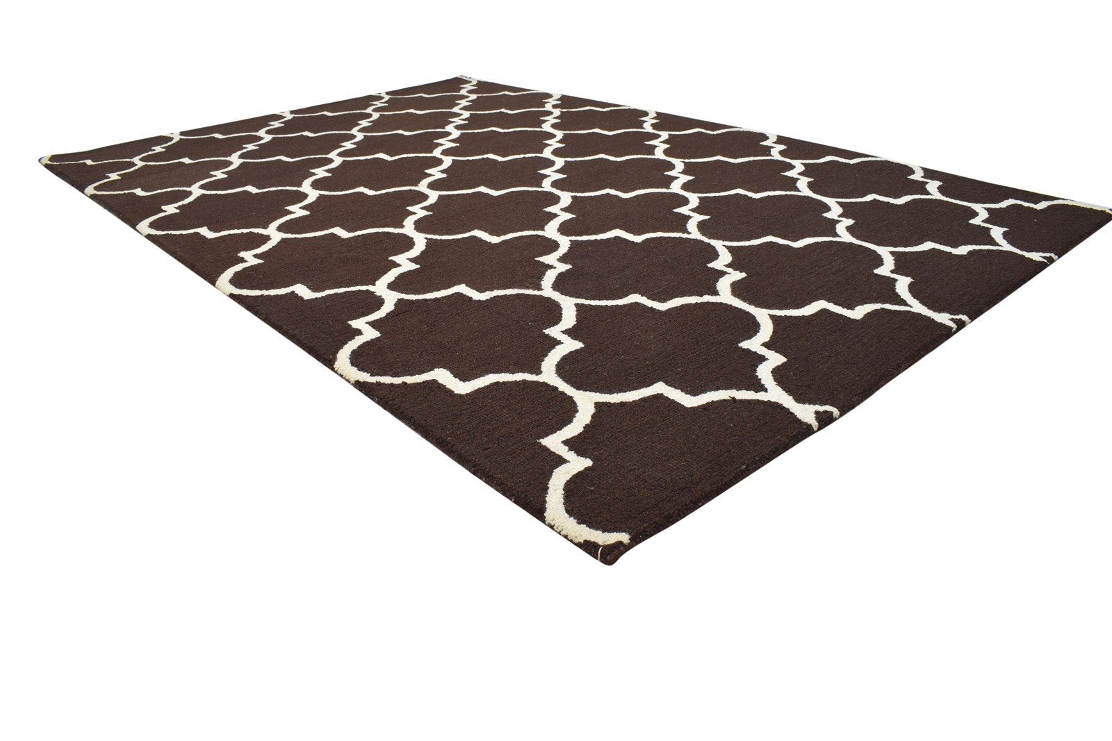 Wool Brown Rug 5' X 8' Modern Hand Tufted Moroccan Trellis Room Size Carpet 