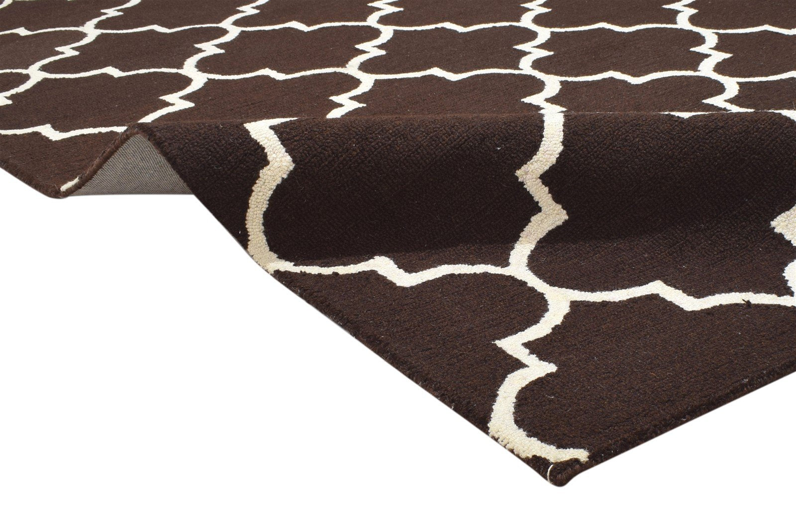 Wool Brown Rug 5' X 8' Modern Hand Tufted Moroccan Trellis Room Size Carpet 