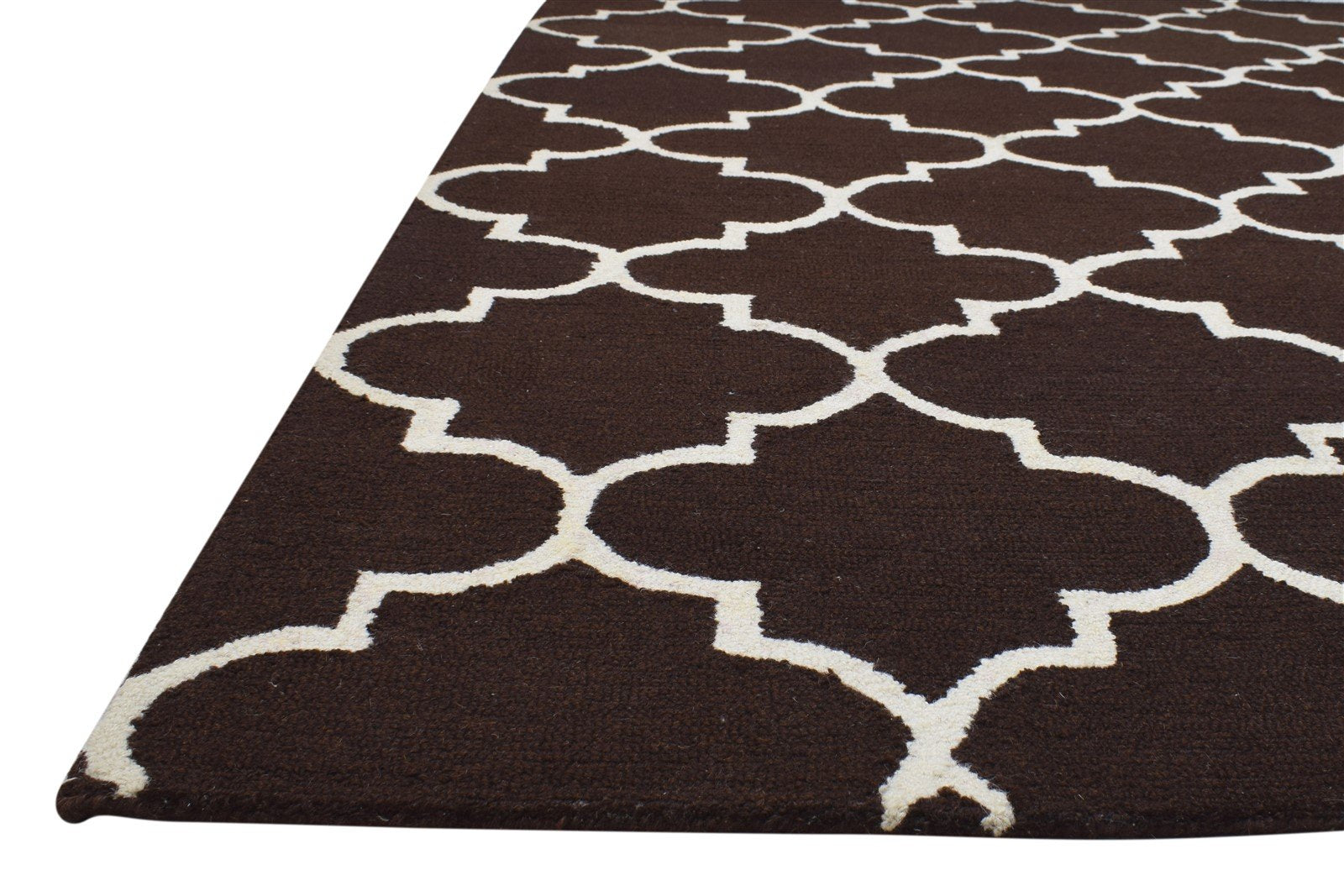 Wool Brown Rug 5' X 8' Modern Hand Tufted Moroccan Trellis Room Size Carpet 