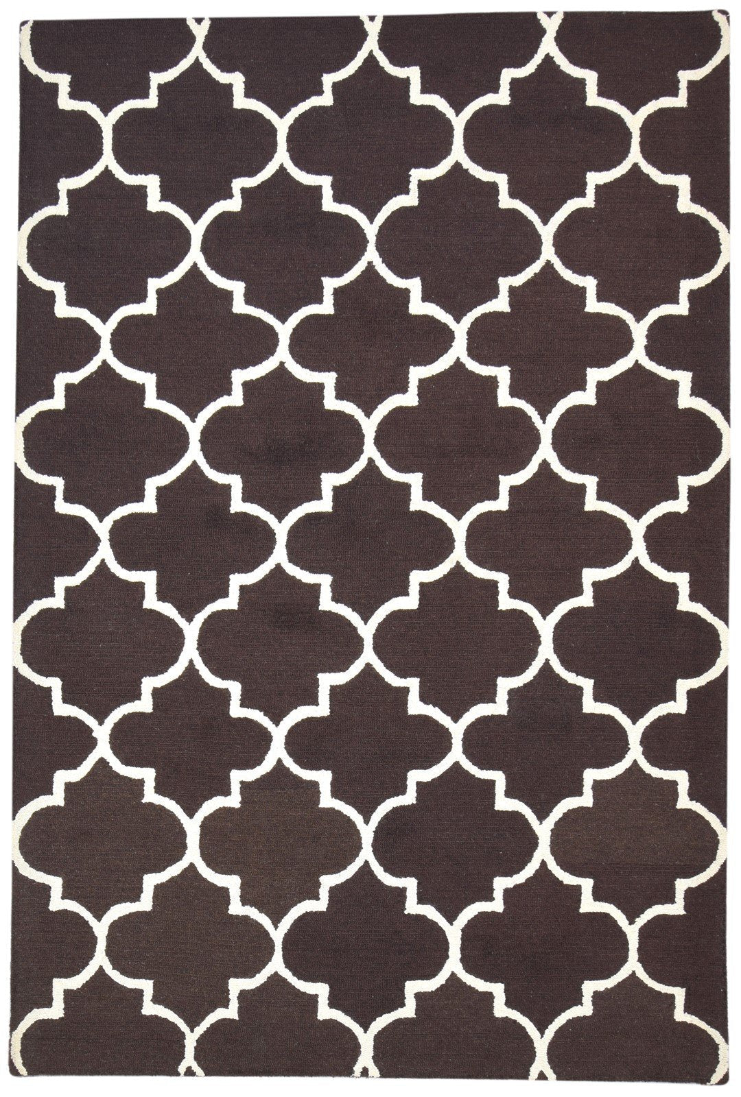 Wool Brown Rug 5' X 8' Modern Hand Tufted Moroccan Trellis Room Size Carpet 