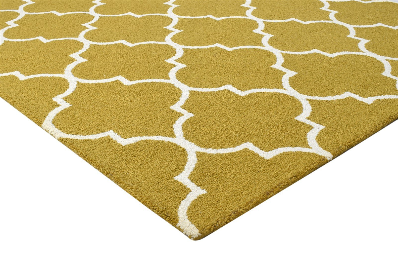 5' X 8' Rug Wool Gold Modern Hand Tufted Moroccan Trellis Room Size Carpet 