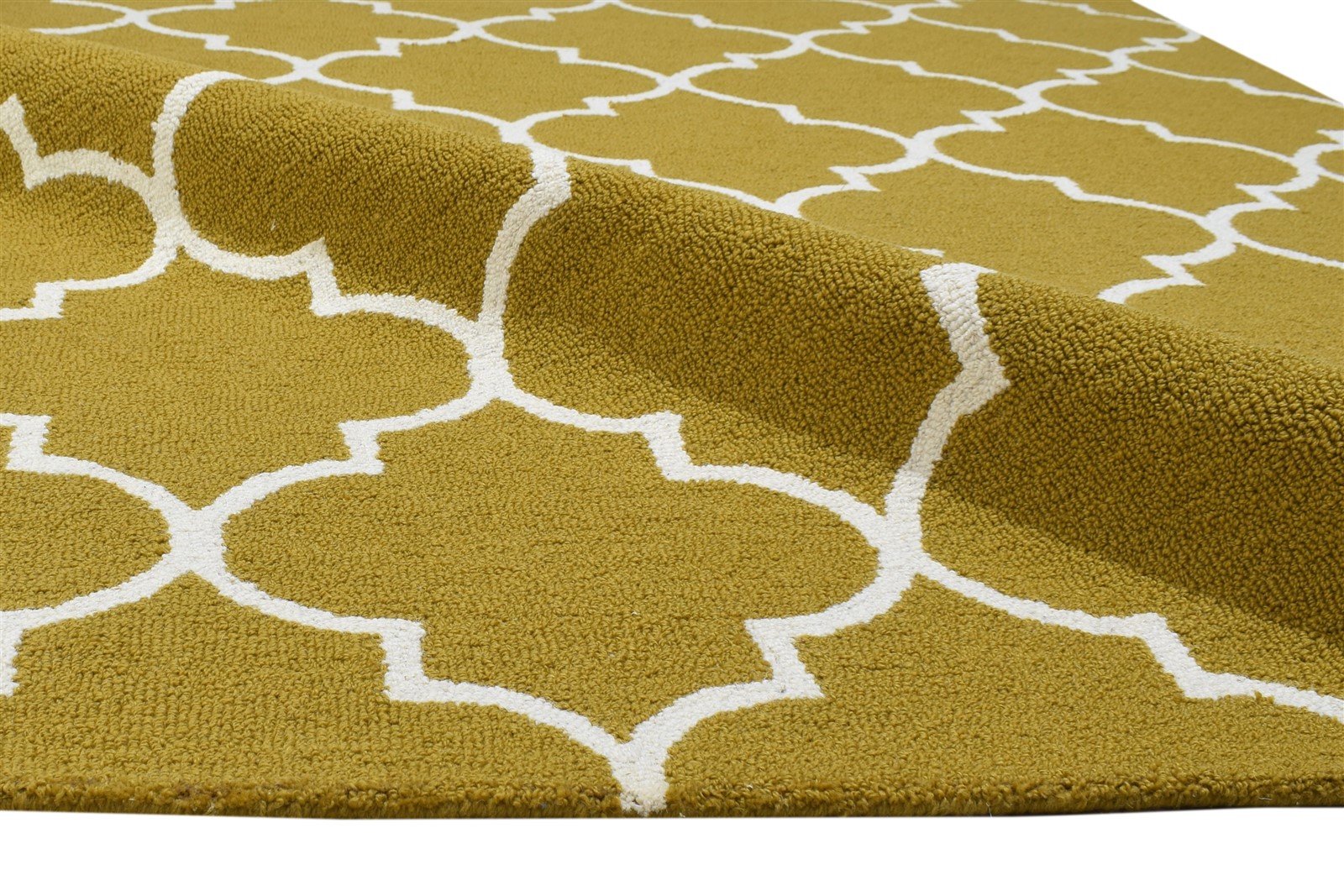 5' X 8' Rug Wool Gold Modern Hand Tufted Moroccan Trellis Room Size Carpet 