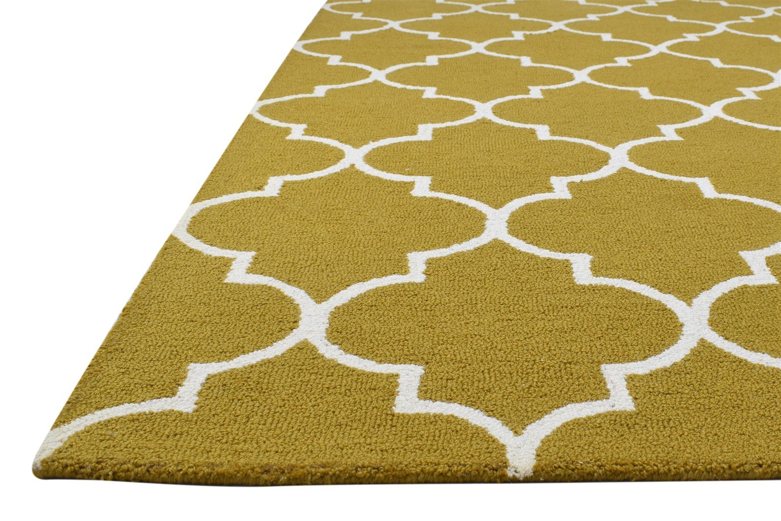 5' X 8' Rug Wool Gold Modern Hand Tufted Moroccan Trellis Room Size Carpet 