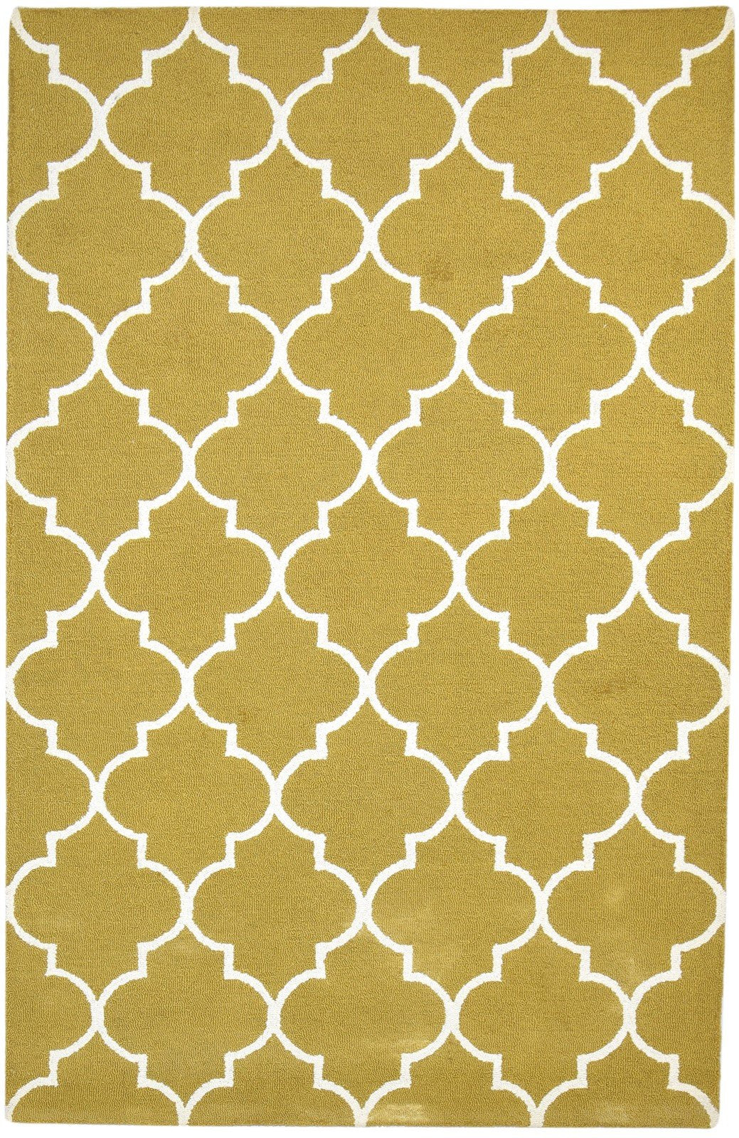 5' X 8' Rug Wool Gold Modern Hand Tufted Moroccan Trellis Room Size Carpet 