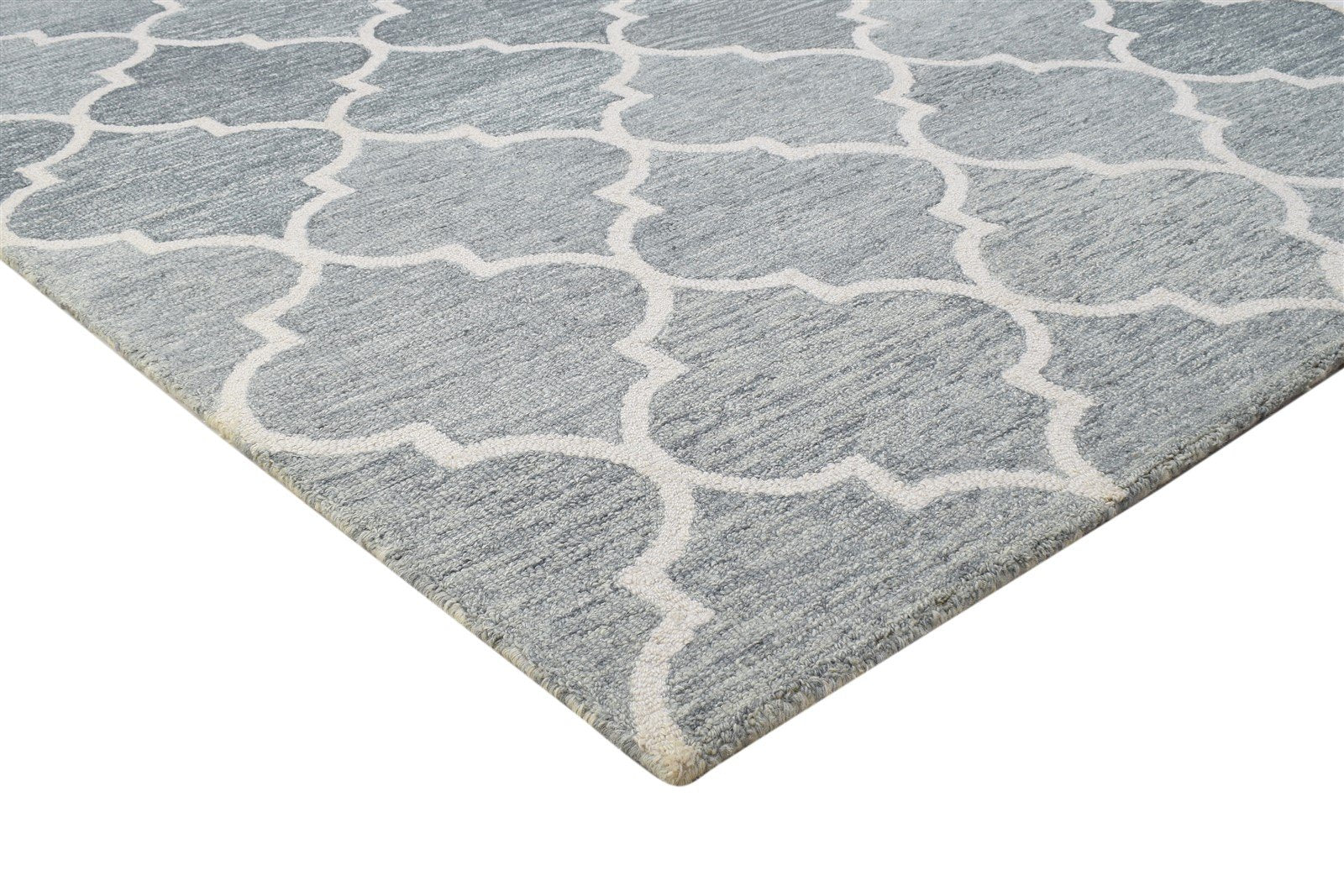 Hand Tufted Grey Wool Rug 5' X 8' Modern Moroccan Trellis Room Size Carpet 