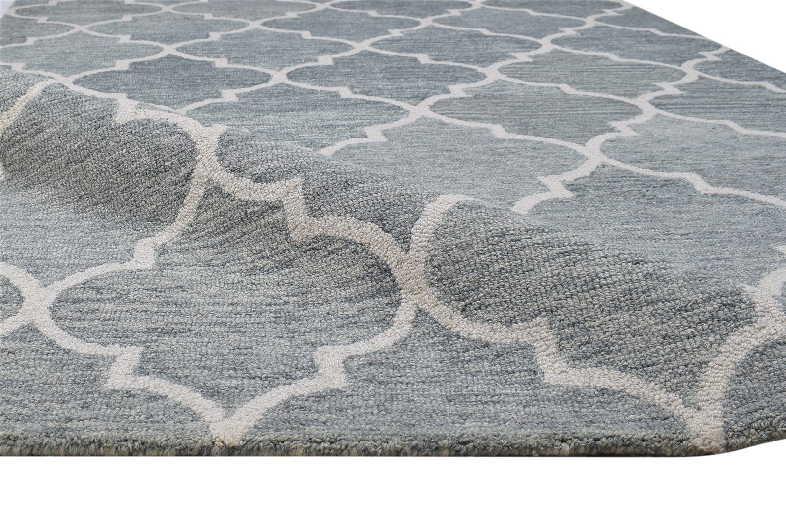 Hand Tufted Grey Wool Rug 5' X 8' Modern Moroccan Trellis Room Size Carpet 