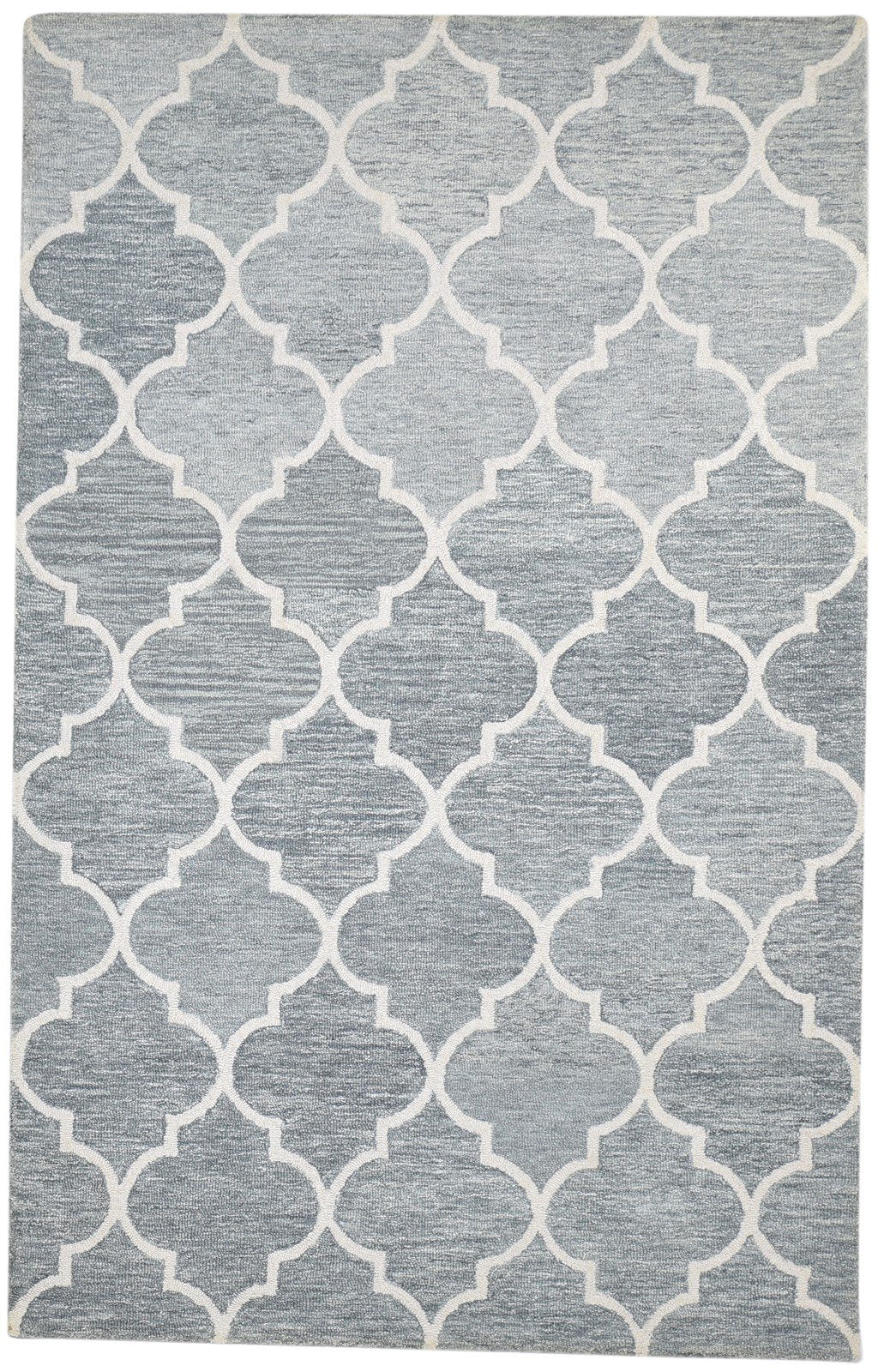 Hand Tufted Grey Wool Rug 5' X 8' Modern Moroccan Trellis Room Size Carpet 