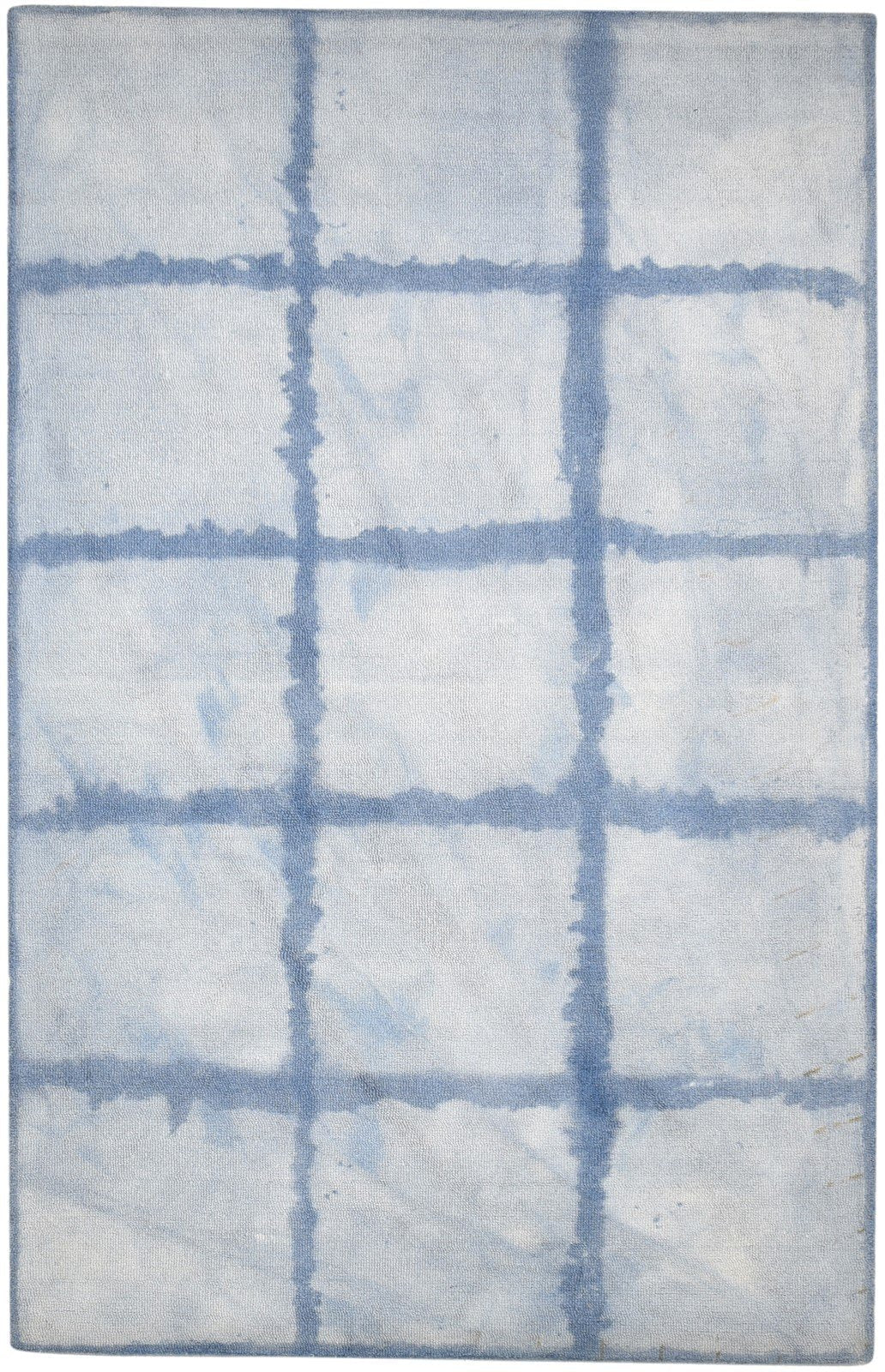 Wool Blue Rug 5' X 8' Modern Hand Tufted Shibori Tie Dye Room Size Carpet 