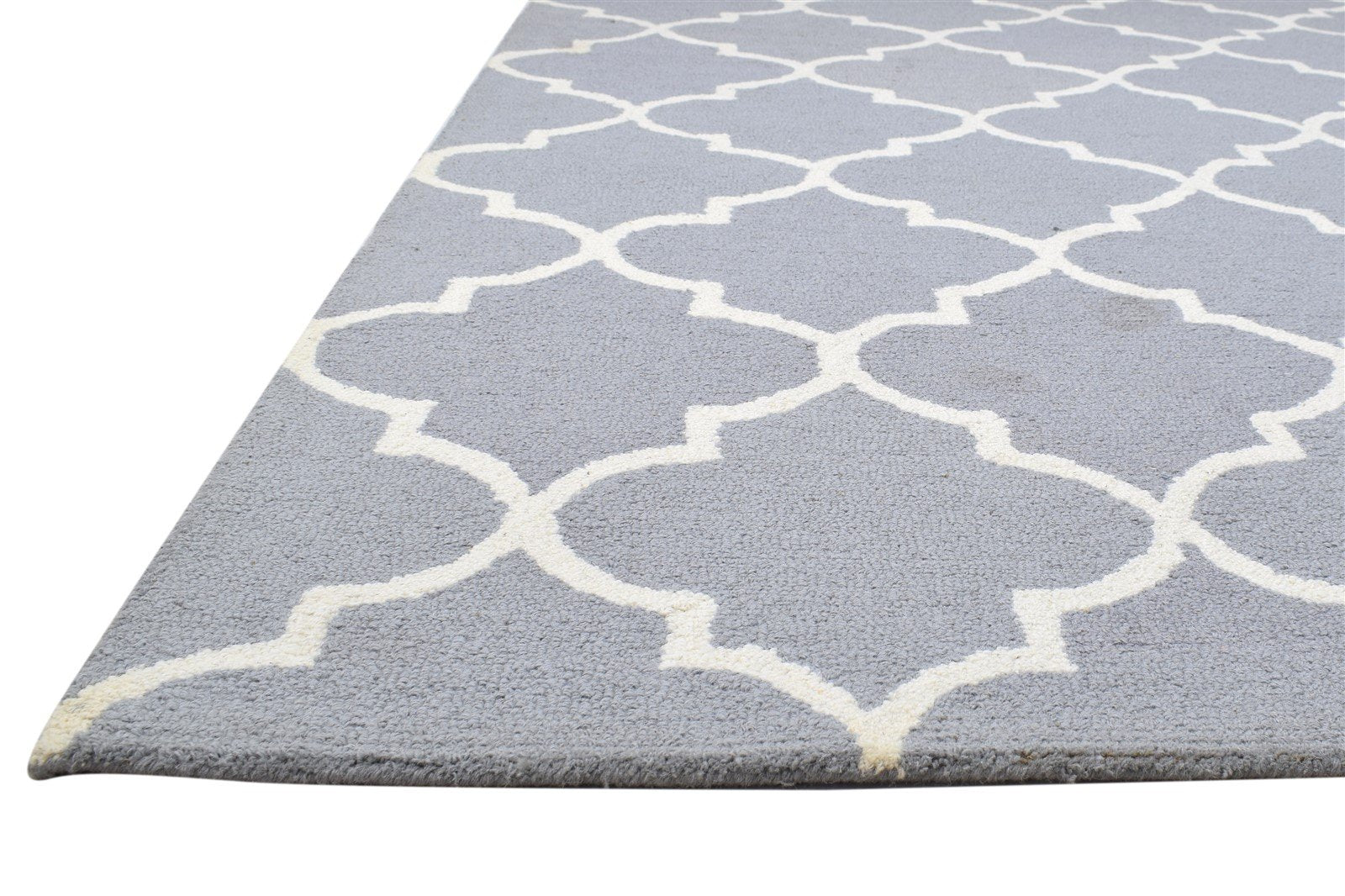 5' X 8' Rug Wool Grey Modern Hand Tufted Moroccan Trellis Room Size Carpet 