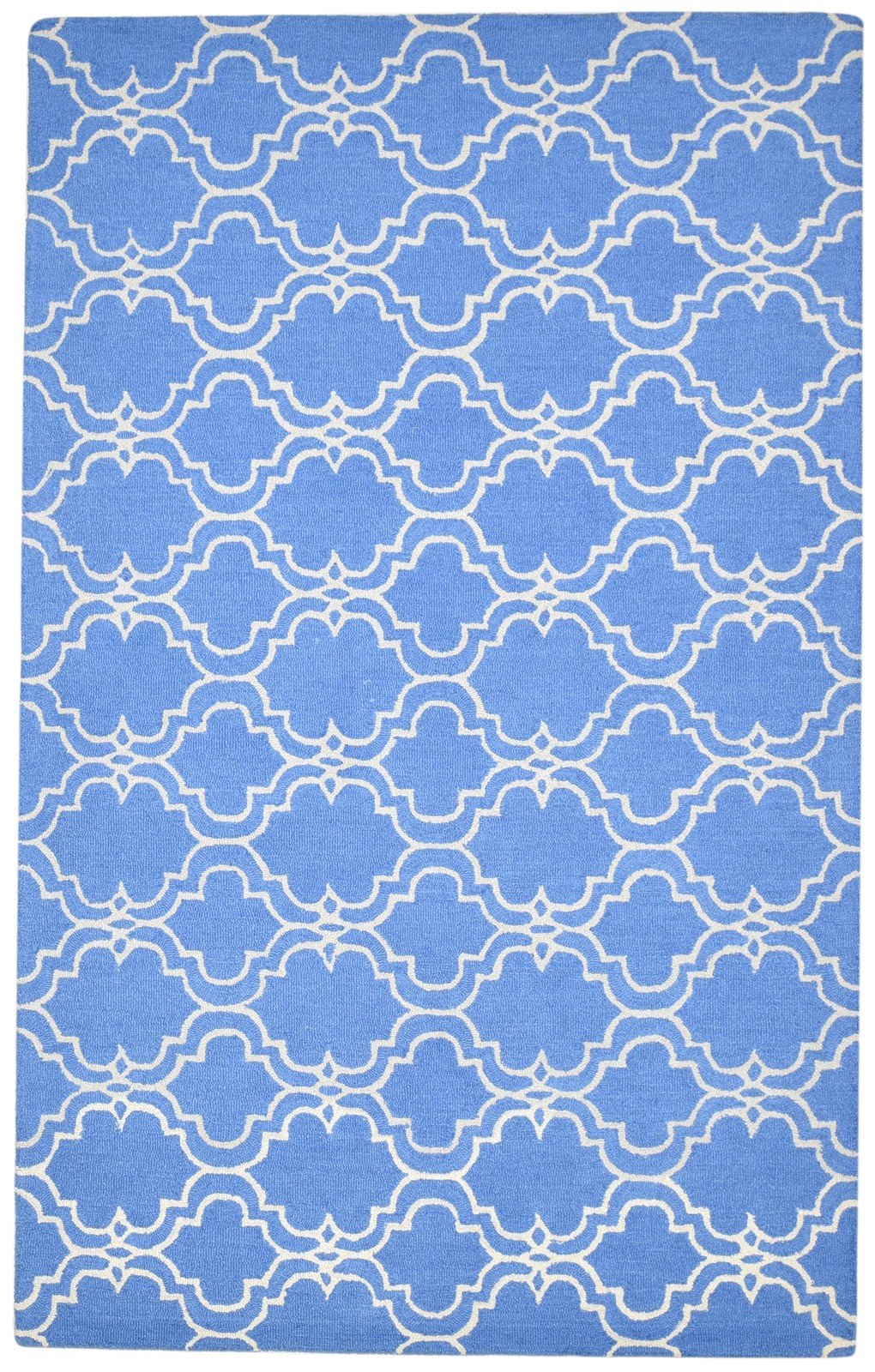 Blue Wool Rug 5' X 8' Modern Hand Tufted Moroccan Trellis Room Size Carpet 