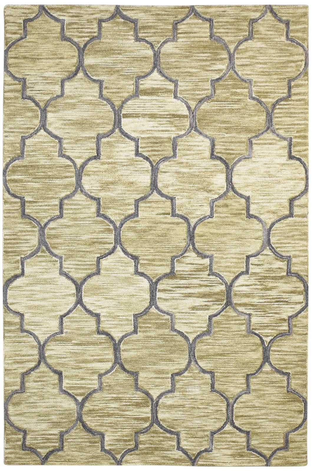 Hand Tufted Sage Wool Rug 5' X 8' Modern Moroccan Trellis Room Size Carpet 