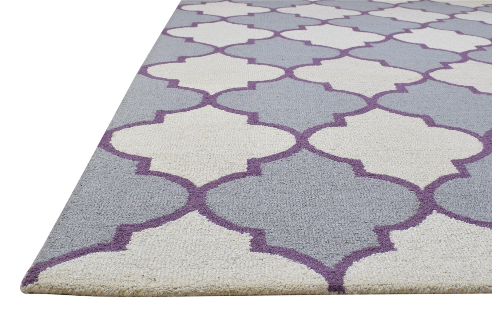 5' X 8' Rug Wool Grey Modern Hand Tufted Moroccan Trellis Room Size Carpet 