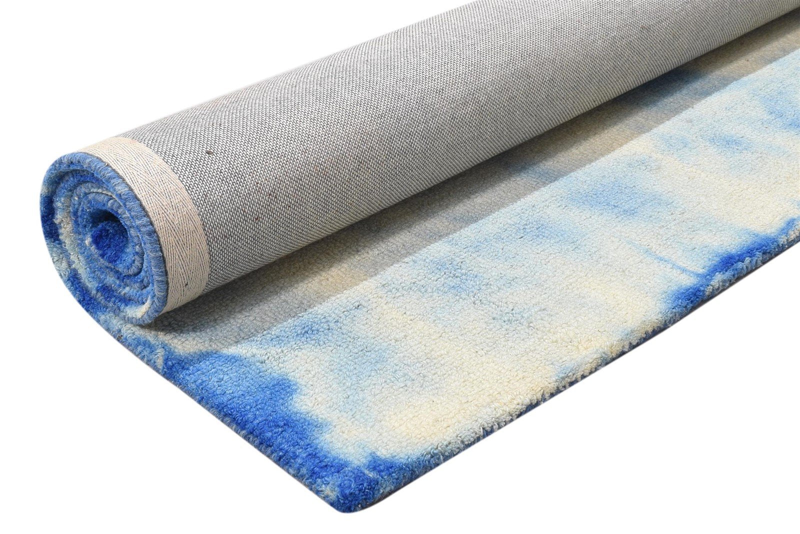 4' X 6' Rug Wool Blue Modern Hand Tufted Shibori Tie Dye Room Size Carpet 