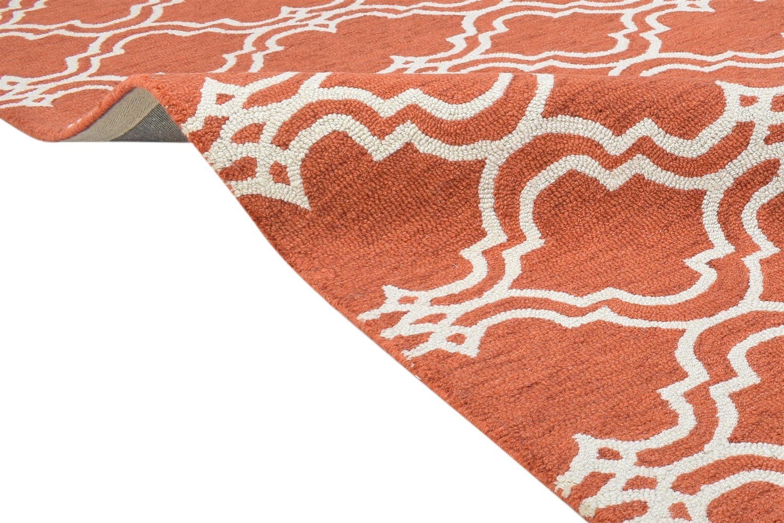 100% Wool Orange Rug 4X6 Modern Hand Tufted Moroccan Trellis Room Size Carpet 