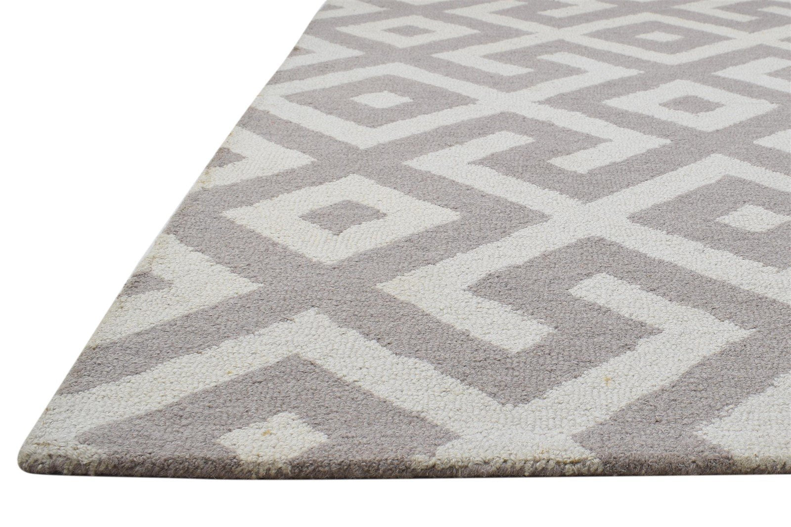 4' X 6' Rug Wool Sand Modern Hand Tufted Scandinavian Geometric Room Size Carpet 