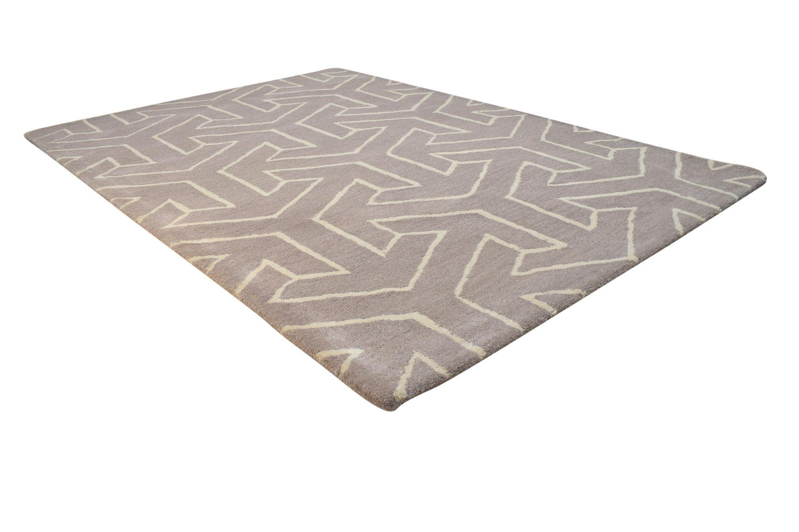 Hand Tufted Brown Wool Rug 4' X 6' Modern Indian Arrow Room Size Carpet 