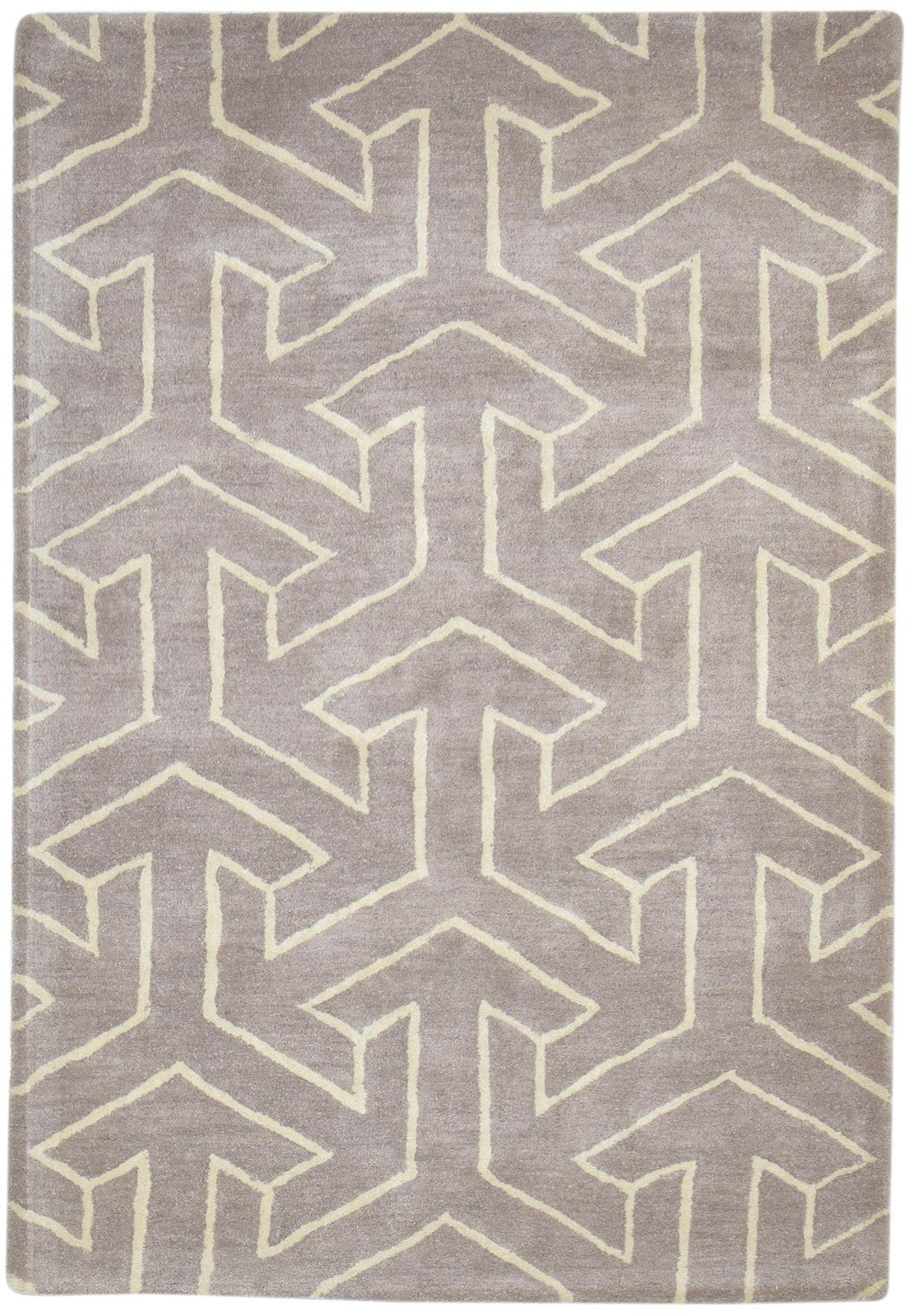 Hand Tufted Brown Wool Rug 4' X 6' Modern Indian Arrow Room Size Carpet 