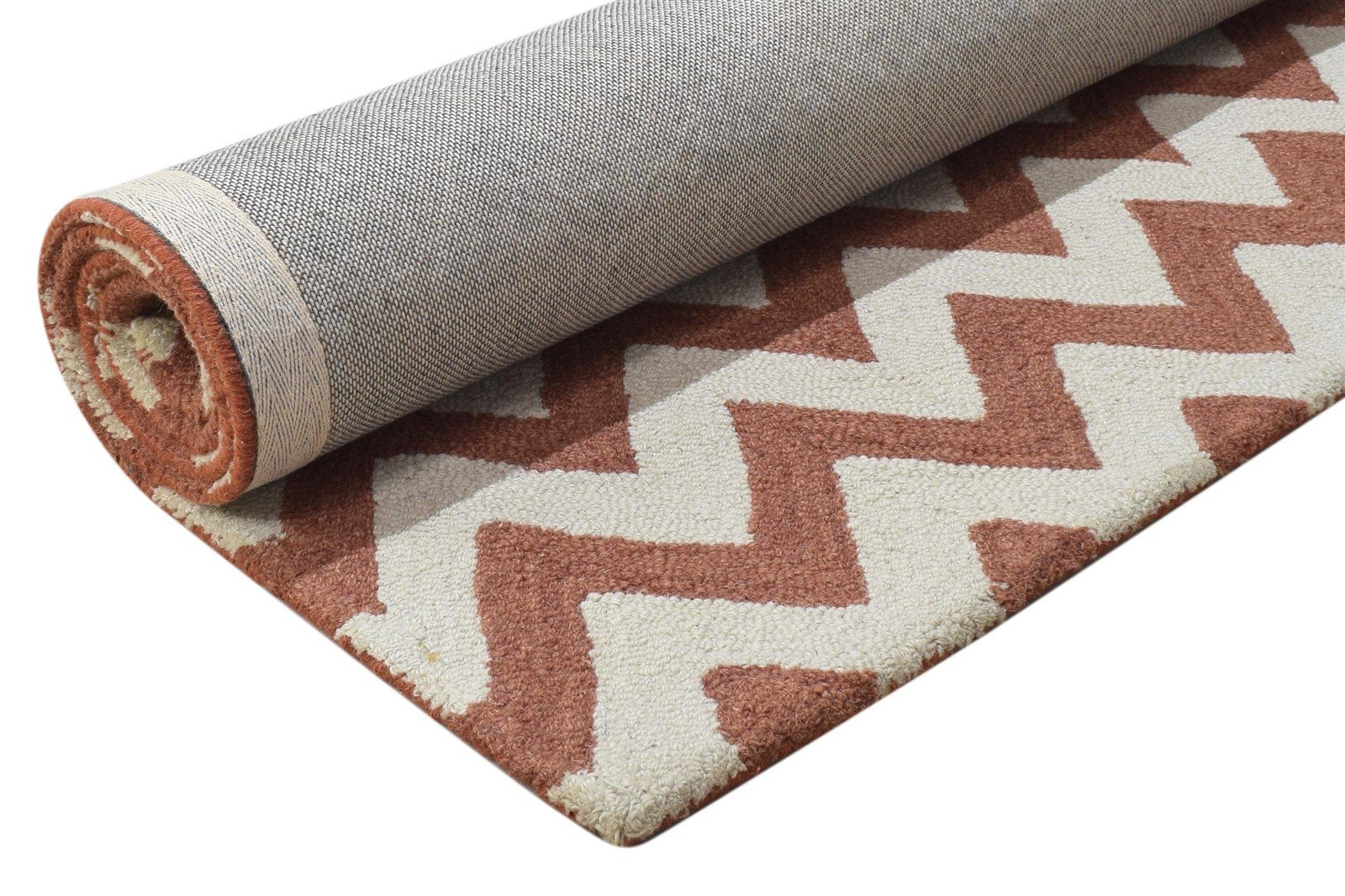 4' X 6' Rug Wool Rust Modern Hand Tufted Scandinavian Chevron Room Size Carpet 