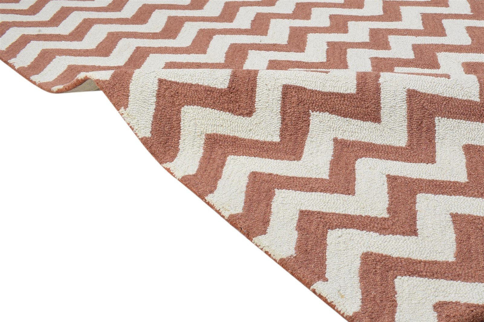 4' X 6' Rug Wool Rust Modern Hand Tufted Scandinavian Chevron Room Size Carpet 