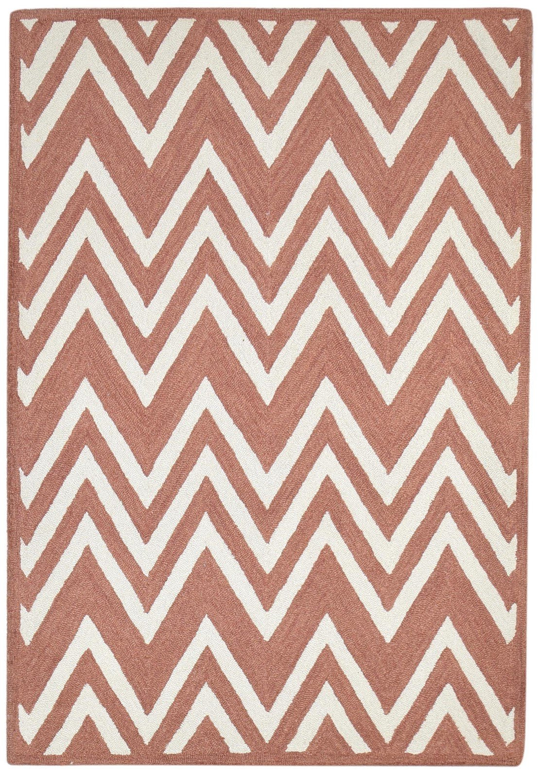 4' X 6' Rug Wool Rust Modern Hand Tufted Scandinavian Chevron Room Size Carpet 