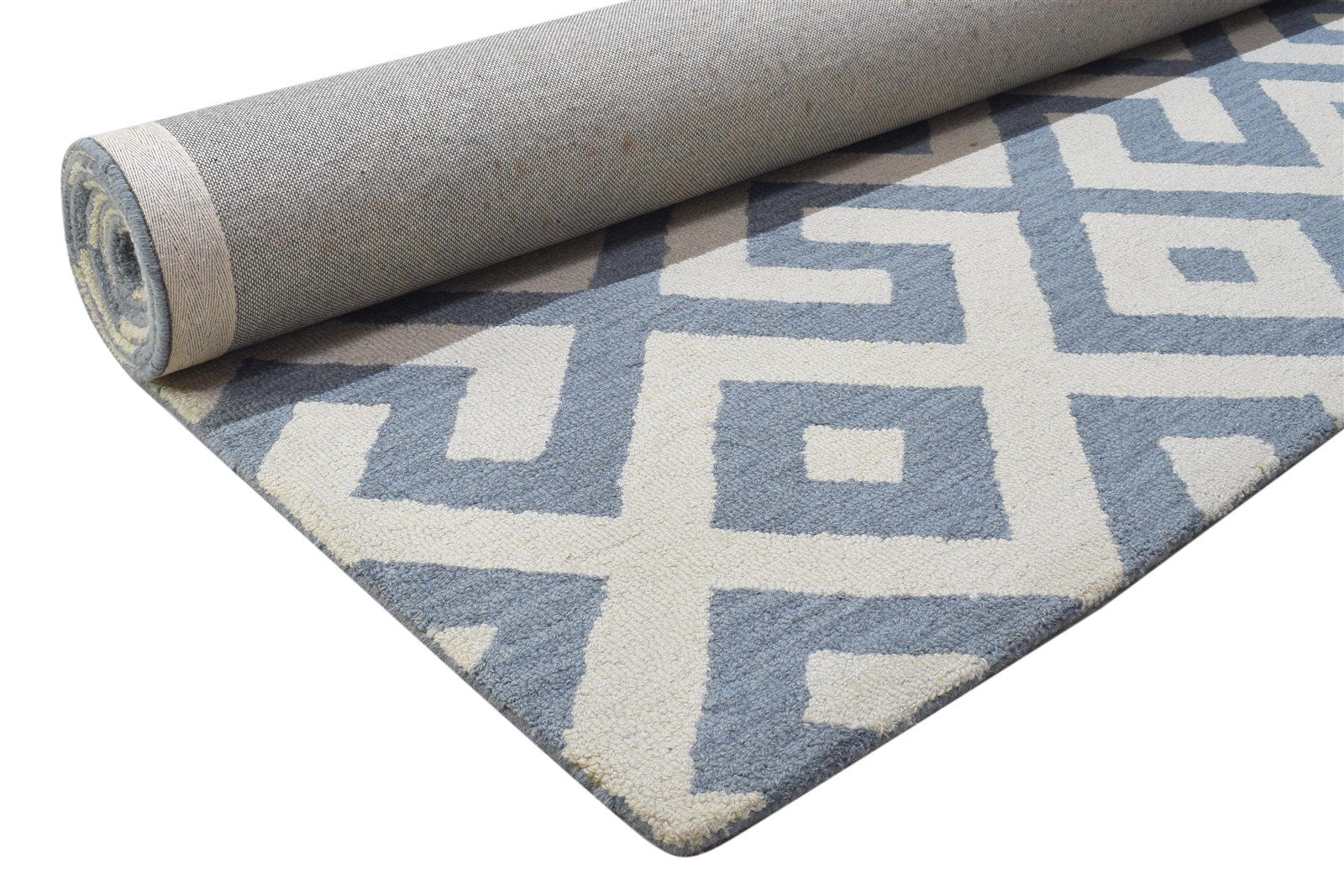 8X10 Rug Wool Dark Grey Modern Hand Tufted Scandinavian Geometric Large Carpet 