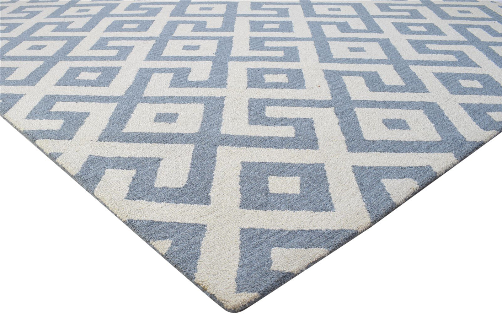 8X10 Rug Wool Dark Grey Modern Hand Tufted Scandinavian Geometric Large Carpet 