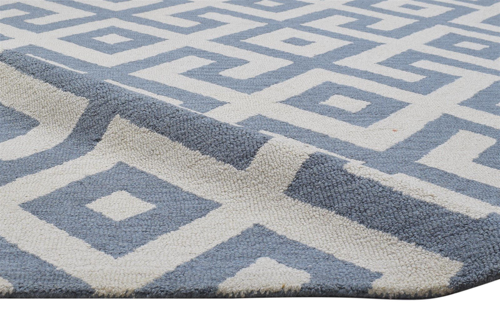 8X10 Rug Wool Dark Grey Modern Hand Tufted Scandinavian Geometric Large Carpet 