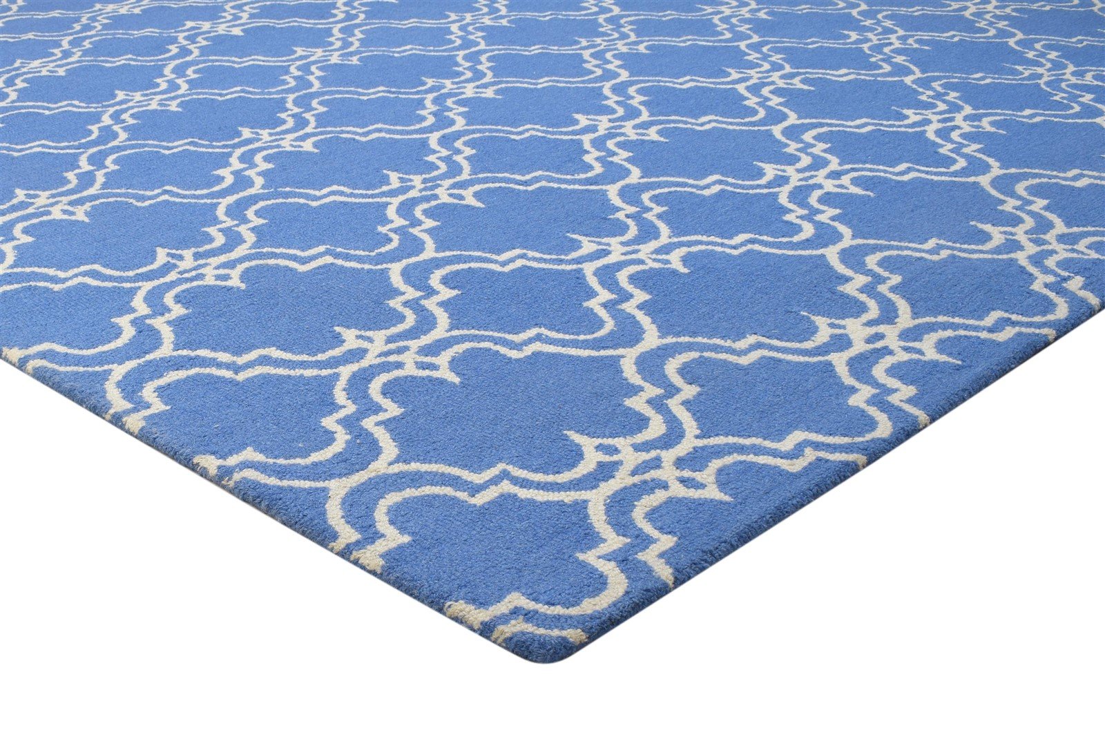 Hand Tufted Blue Wool Rug 8' X 10' Modern Moroccan Trellis Large Carpet 