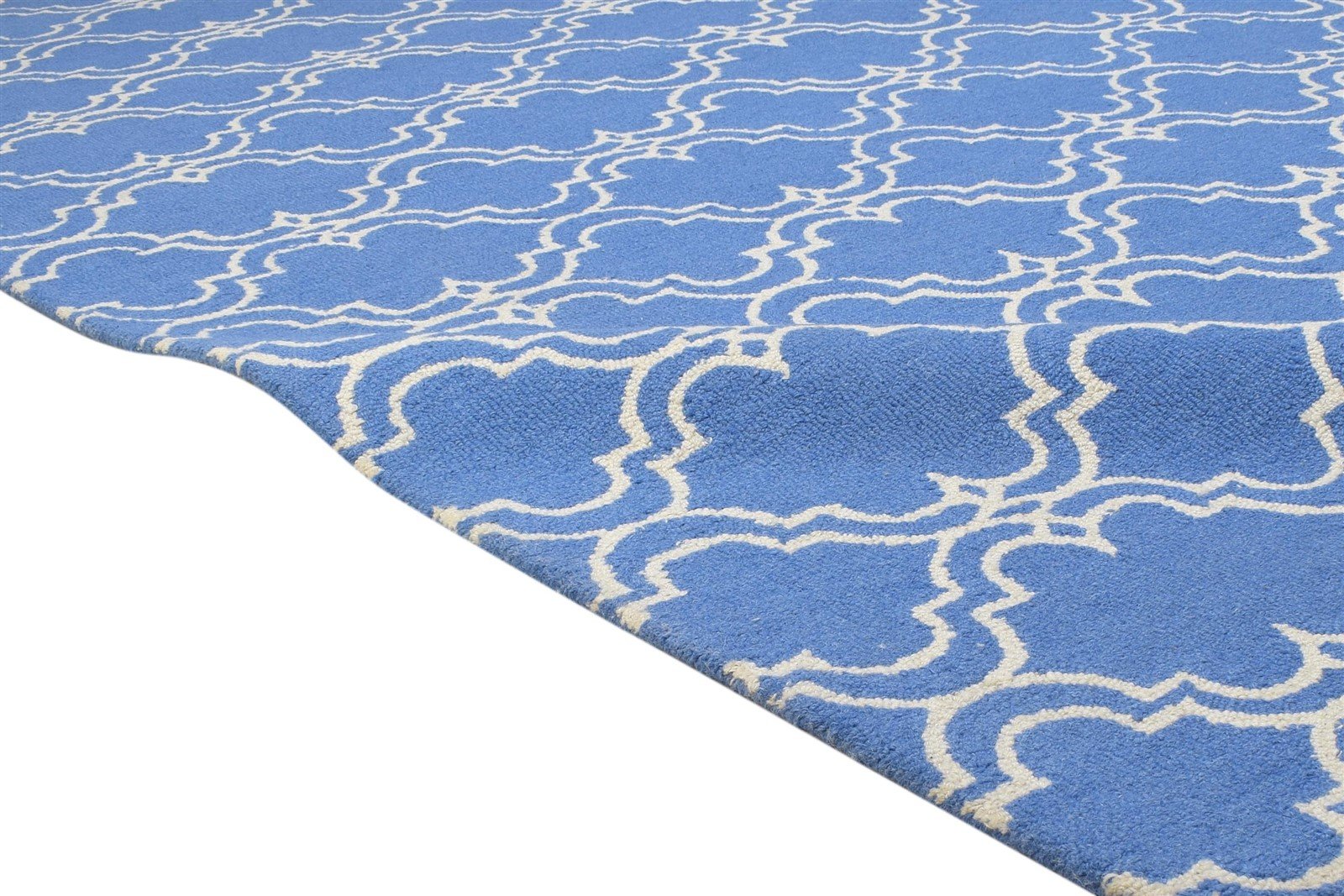 Hand Tufted Blue Wool Rug 8' X 10' Modern Moroccan Trellis Large Carpet 