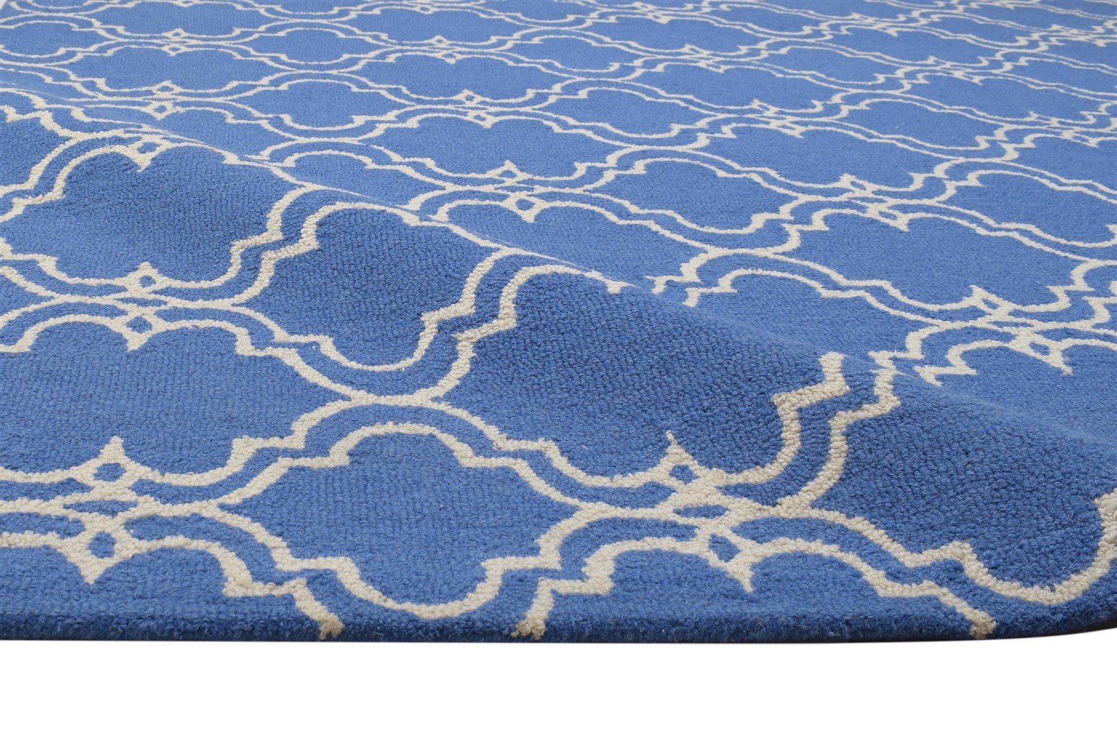 Hand Tufted Blue Wool Rug 8' X 10' Modern Moroccan Trellis Large Carpet 