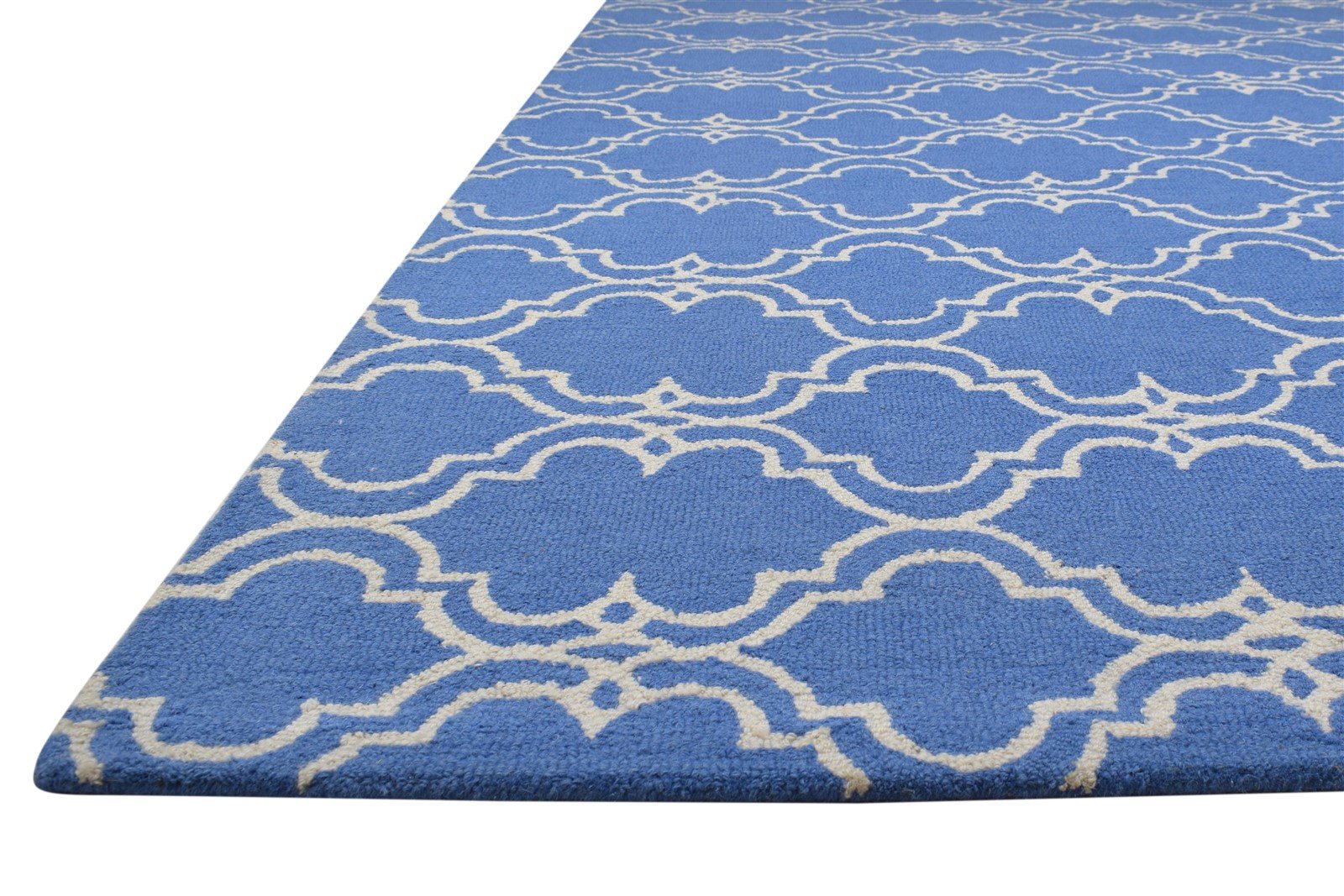 Hand Tufted Blue Wool Rug 8' X 10' Modern Moroccan Trellis Large Carpet 