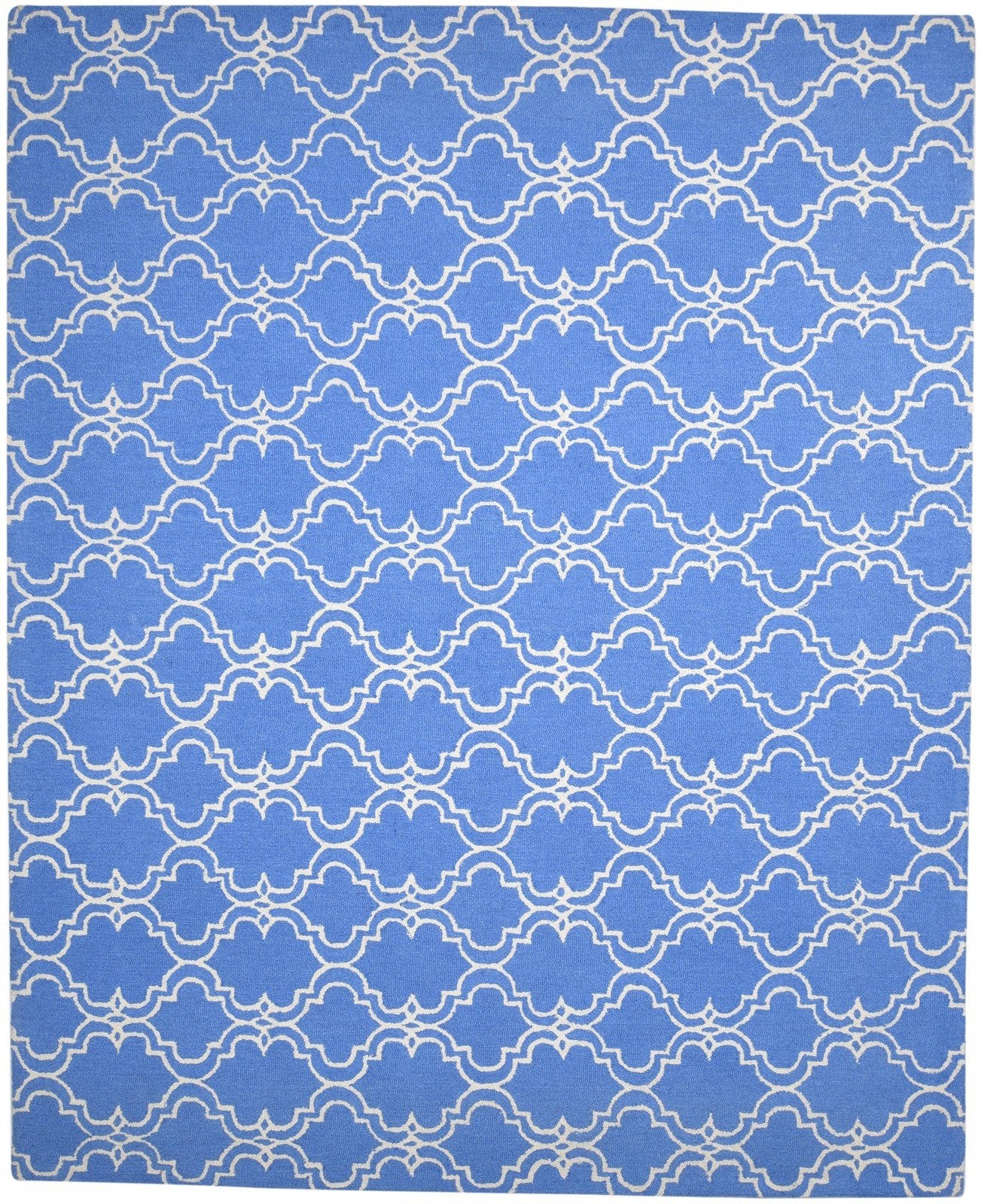 Hand Tufted Blue Wool Rug 8' X 10' Modern Moroccan Trellis Large Carpet 